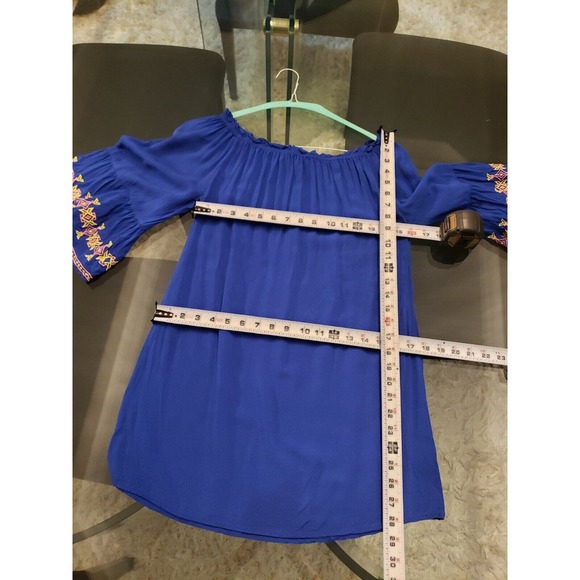 Umgee Women Blue Solid Polyester Scoop-Neck Long Sleeve Knee Length Dress Size S - Picture 7 of 12